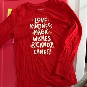 Cat & Jack Red Long Sleeve Tee with Festive Print
